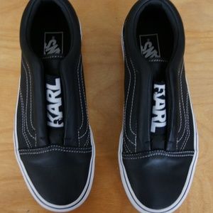 Black Vans Karl Lagerfeld platform slip ons Sz 7.5